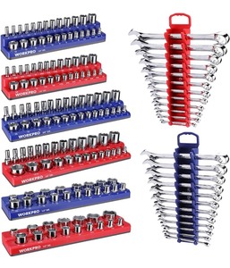 lot 67 image: WorkPro 8-Piece Magnetic Socket & Wrench Organizer Set