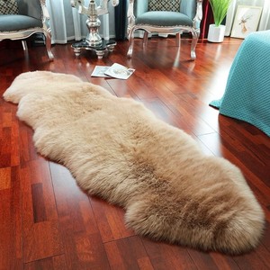 lot 14 image: White Faux Fur Area Rug 2x6