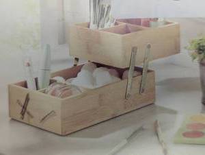 lot 19 image: 10 x 6 x 5 Hinged Bamboo Countertop Organizer - Brightroom
