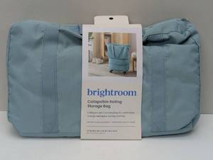 lot 35 image: Collapsible Rolling Tote Pewter Aqua - Brightroom
