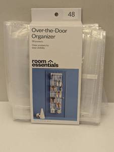 lot 48 image: Over-the-Door Shoe Organizer Clear - Room Essentials Holds 26 Pairs, Hanging Shoe Storage, EVA Frame, 70 Height