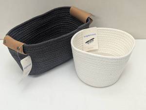 lot 50 image: Pair of Mixed Small Oval Decorative Coiled Rope Basket - Brightroom