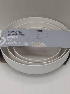 lot 66 image: 3pc Plastic Nesting Serving Bowls White - Made By Design