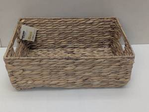 lot 108 image: Woven Water Hyacinth Folio Bin - Brightroom Handwoven Decorative Basket for 13 Cube Storage