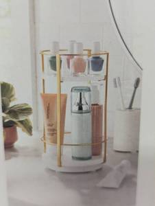 lot 6 image: 10 x 5.7 Round Metal Countertop Turntable Brass - Brightroom Bathroom Organizer Tray