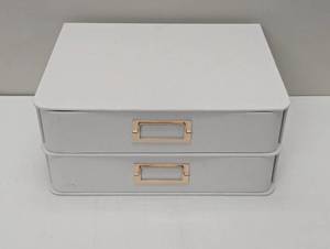 lot 13 image: 2 Drawer Decorative Fabric Box Ivory - Brightroom Rectangle, Off-White, Paper & Polyester, Spot Clean, 6x10x13