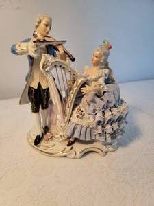 lot 99 image: Porcelain Dresden Lace Figurine