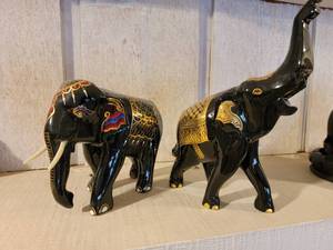 lot 168 image: Black Lacquer Decorated Elephant Pair