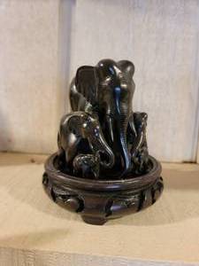 lot 169 image: Ebony Carved Elephant Family