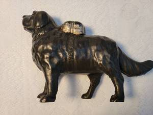 lot 174 image: Antique Iron St. Bernard Dog Bank July 1900