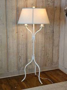 lot 44 image: Primitive Wrought Iron Floor Lamp Plaster white powder coat