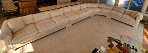 lot 19 image: Retro Century Furniture Large Sectional Upholstered in a White & Cream Tweed Fabric