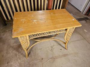 lot 209 image: Boho Wicker Prep Table