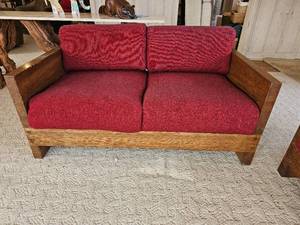 lot 7 image: Mid-Century Brutalist Cedar Loveseat