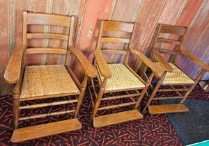 lot 30 image: Ladderback Spindle Pool Table Chairs with Cane Seats  3