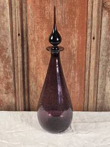 lot 246 image: Mid-Century Modern Vintage Amethyst Crackle Glass Stopped Bottle