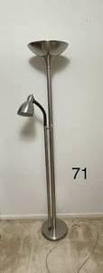 lot 266 image: Ultra-Modern Brushed Steel 2-Fixture Floor Lamp