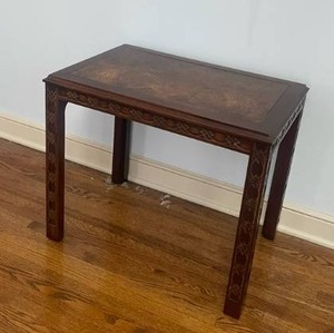 lot 61 image: Stunning Vintage Burlwood Chippendale Chinoiserie Accent Table