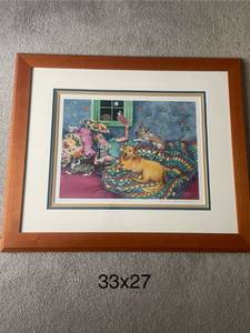lot 272 image: SIGNED Cozy Fine Art Print - Mary Lewis Faustine - The In Crowd