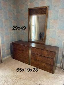 Vintage Tomlinson Burlwood Finish Vanity Dresser Set
