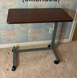 lot 90 image: Vann Medical Adjustable Bedside Service Tray on Rolling Casters