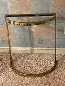 lot 94 image: Chic Vintage Brass Minimalist Demi-Lune Accent Table