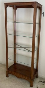 lot 96 image: Elegant Tomlinson Carved Wood & Glass Display Shelf