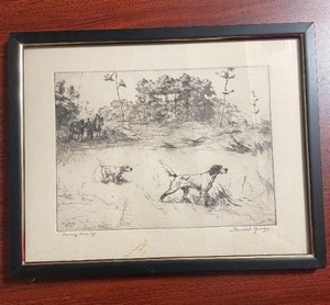 lot 237 image: SIGNED Idyllic Fine Art Charcoal Drawing Print - Percival Rosseau - Backing Him Up