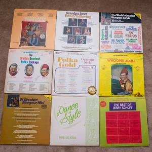 lot 52 image: Vintage Polka and Bluegrass LP Vinyl Records - 9 Total