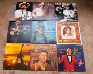 Lot of 9 Vintage LP Vinyl Records – Various Artists & Genres - Willie Nelson, George Straight, Ricky Van Shelton, Patsy Cline