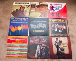 lot 62 image: Lot of 9 Vintage LP Vinyl Records  Various Artists & Genres - Buddy Ebsen, Six Fat Dutchmen, John McCutcheon