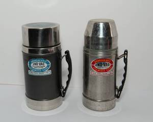 lot 99 image: Vintage Uno-Vac Thermos - Set of Two