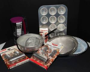 lot 117 image: Baking Essentials Lot  Cookie Press, Cake Decorator, Batter Dispenser, Gulf Wax & More