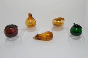 lot 123 image: Vintage Handmade Blown Glass Fruit  Set of 5 Pieces from Okinawa, Japan