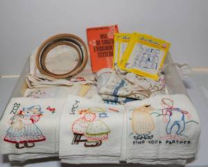 lot 130 image: Tote of Embroidery Crafting Items