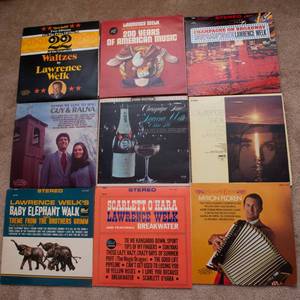 lot 131 image: Lot of 9 Vintage LP Vinyl Records  Various Artists & Genres - Lawrence Welk