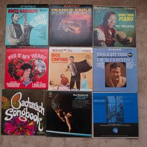 lot 134 image: Lot of 9 Vintage LP Vinyl Records  Various Artists & Genres - Dick Contino, Frankie Carle, Boots Randolph, Burt Backarach