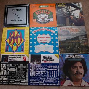 lot 146 image: Lot of 9 Vintage LP Vinyl Records  Various Artists & Genres - Freddy Fender, Schells Hobo Band, Chubby Wise