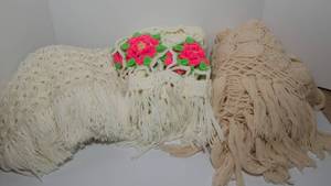 lot 154 image: Two Crocheted Shawls & One Crocheted Scarf  Handmade Collection