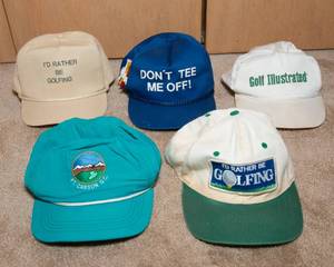 lot 164 image: Golf Themed Hats - Set of Five