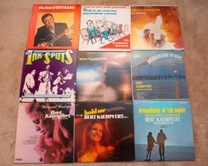lot 194 image: Lot of 9 Vintage LP Vinyl Records  Various Artists & Genres - The Ink Spots, Bert Kaempfert, Roy Clark