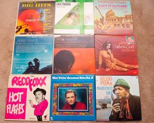 lot 196 image: Lot of 9 Vintage LP Vinyl Records  Various Artists & Genres - Jackie Gleason, Redd Foxx, Mel Tillis