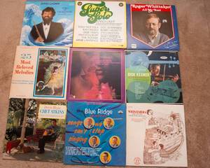 lot 197 image: Lot of 9 Vintage LP Vinyl Records  Various Artists & Genres - Roger Whittaker, Dick Kesner, Chet Atkins