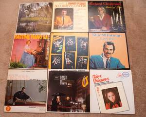 lot 205 image: Lot of 9 Vintage LP Vinyl Records  Various Artists & Genres - Slim Whitman, Richard Clayderman