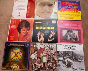lot 208 image: Lot of 9 Vintage LP Vinyl Records  Various Artists & Genres - Robert Goulet, Russ Morgan