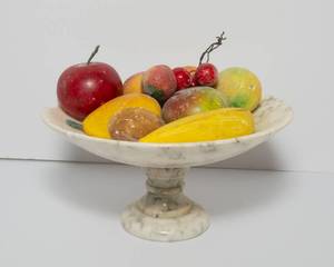 lot 227 image: Vintage Alabaster Fruit and Marble Bowl