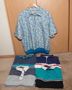 lot 300 image: 1980s Mens Waistband Shirts  Set of Five