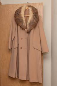 lot 316 image: Vintage Wool Coat with Fur Shawl