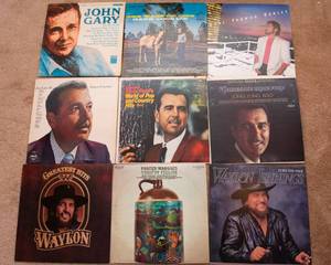 lot 326 image: Lot of 9 Vintage LP Vinyl Records  Various Artists & Genres - Waylon Jennings, John Gary