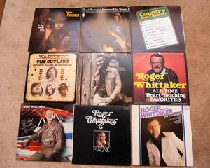 lot 341 image: Lot of 9 Vintage LP Vinyl Records  Various Artists & Genres - The Outlaws, Roger Whittaker, Johnny Paycheck